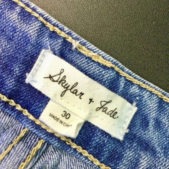 Skylar & Jade Womens Size 30‎ Denim Jeans Blue Paint Painted Daisy's Flowers - Picture 5 of 10